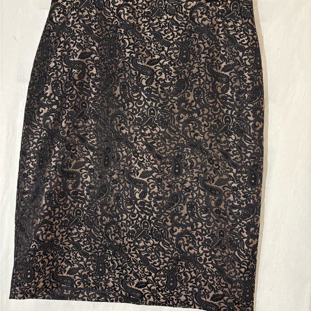 Black and gold Knee-Length Pencil Skirt